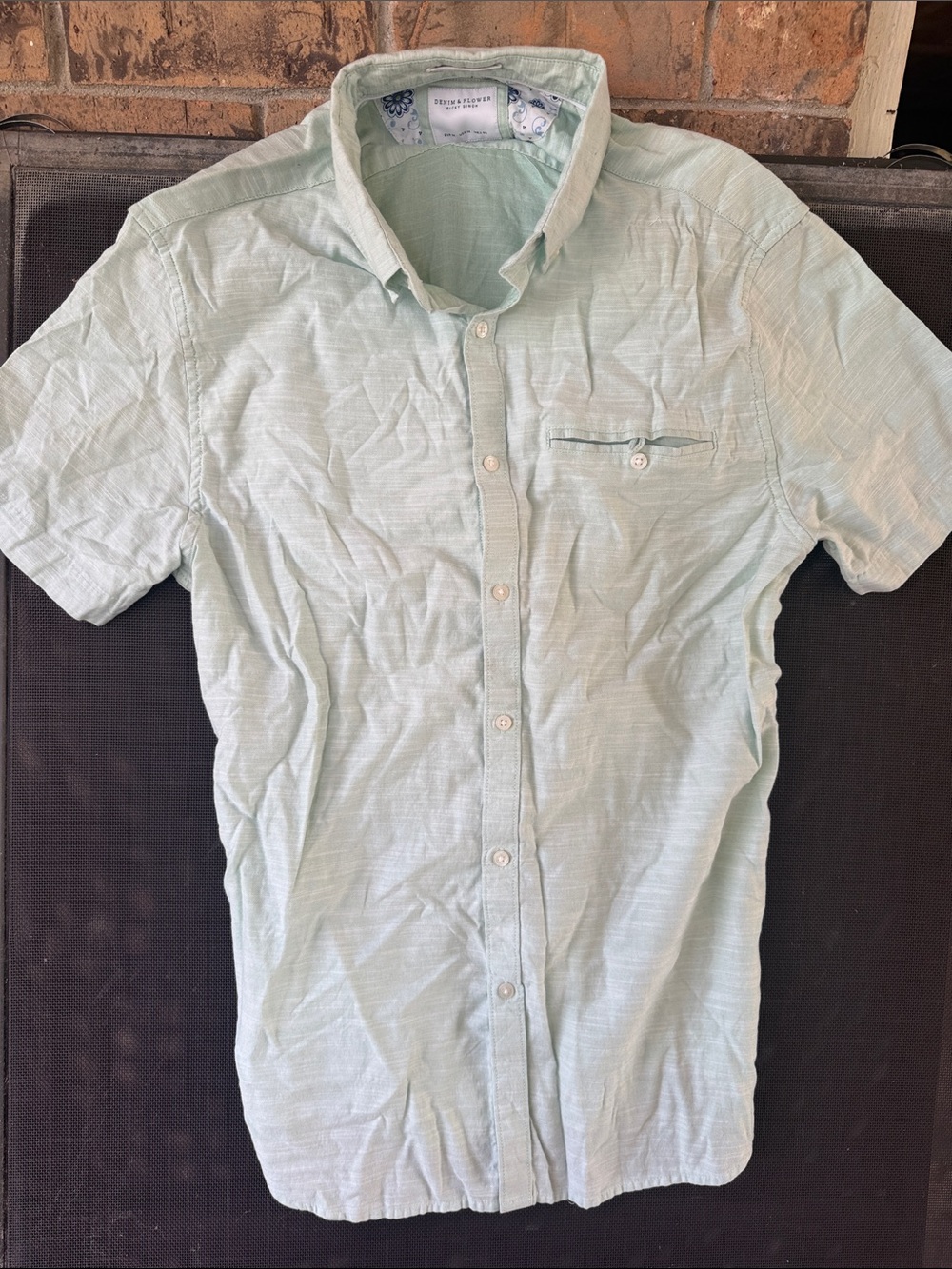Denim & Flower Light Mint Short-Sleeve Button-Down Shirt